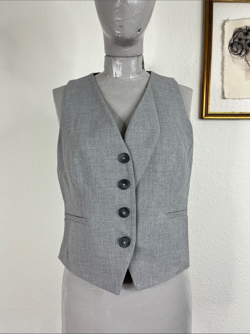 Zara Marled V Neck Tailored Suiting Menswear Vest